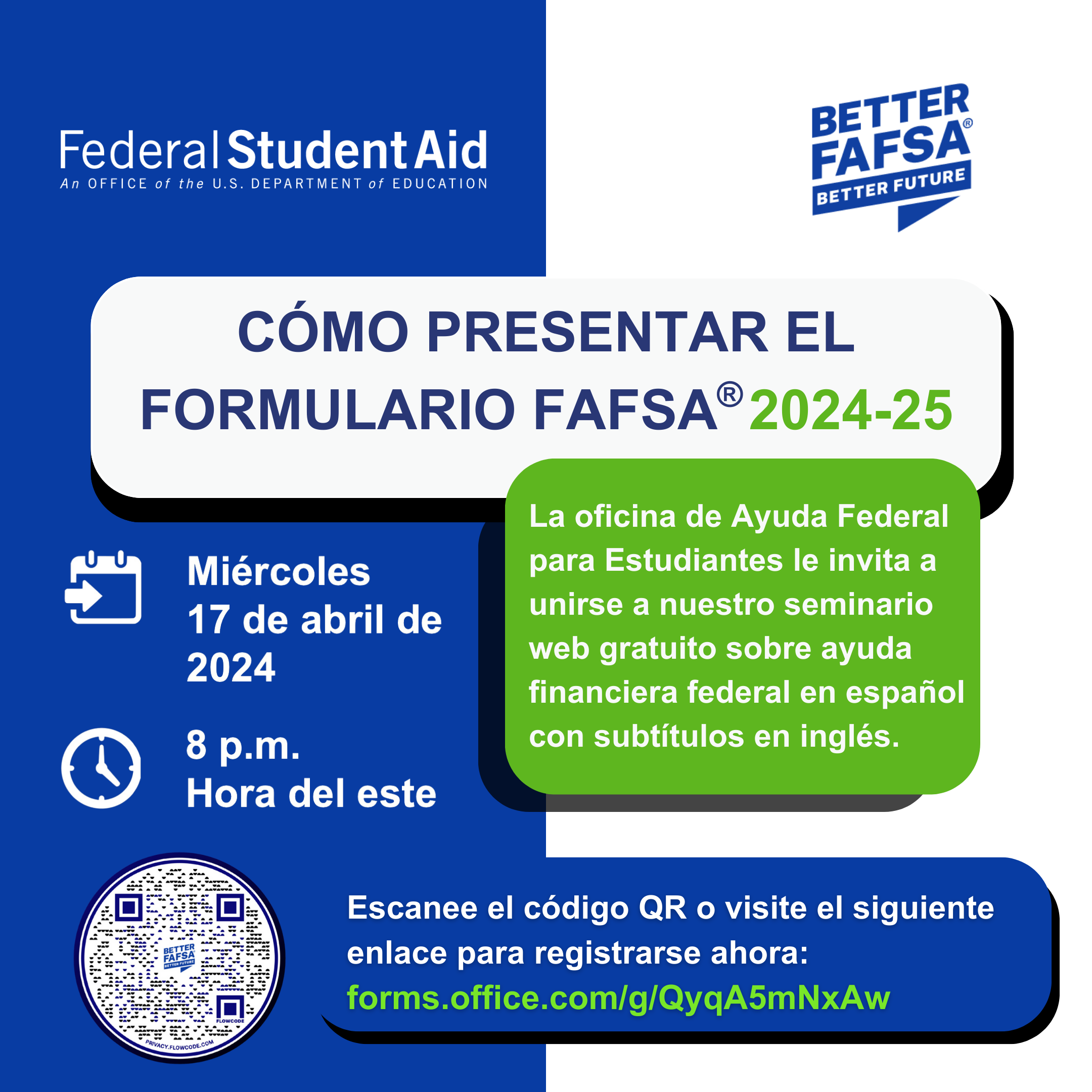 How to submit FAFSA flier Spanish