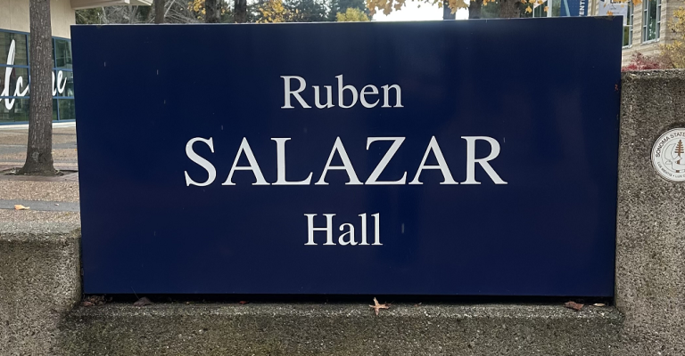Salazar Hall sign